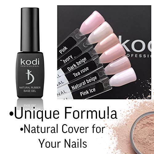 Kodi Professional Rubber Natural Base Gel Polish - Natural Naked Base Coat Gel Nail Polish - Base Coat Nail Polish UV/LED - Base Coat in Nude Ton