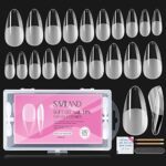 Saviland Soft Gel Full Cover Nail Tips - 240PCS Medium Almond nail tips Shape Gel x Nails Kits Fake False Nails Nails Tips No Need to File with N