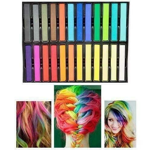 Hair Chalk, 24 Colors Set Non-Toxic Temporary Hair Color Chalk Dye Soft Pastels for Women and Girls Hair