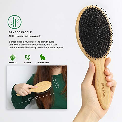BESTOOL Hair Brush, Boar Bristle Hair Brushes for Women men Kid, Boar & Nylon Bristle Brush for Wet/Dry Hair Smoothing Massaging Detangling, Ever