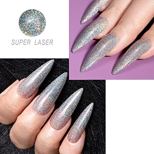 VENALISA Holographic Gel Nail Polish Silver Glitter Effect Sparkling Colors Soak off UV LED Nail Lamp for Nail Starters at Home