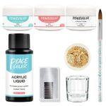 PEACECOLOR Acrylic Nail Kit Acrylic Powder with Acrylic Liquid Set with Pink White Clear Acrylic Powder Nails Kit Acrylic Set for Beginners Nail