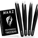 4Pcs Professional Tweezer for Facial Hair Women & Men Stainless Steel Precision Tweezers for Ingrown for Men & Women