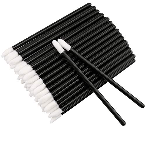G2PLUS 100 PCS Disposable Lip Brushes - Black Disposable Lip Wands - Lipstick Lip Applicator Wands for Lips, Eyes and Makeup Application
