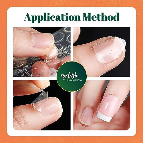 Press on Nails short, 24 Pcs False Nails with Strong Glue, Pretty Milky Fake Nails Short with Nail Glue, Stick on Nails for Women, Eyelish Nails