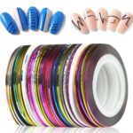 30 Pcs Mixed Colors Rolls Striping Tapes Nail Strips Tape Decoration Gold and Silver Sticker DIY Nail Art Decorations