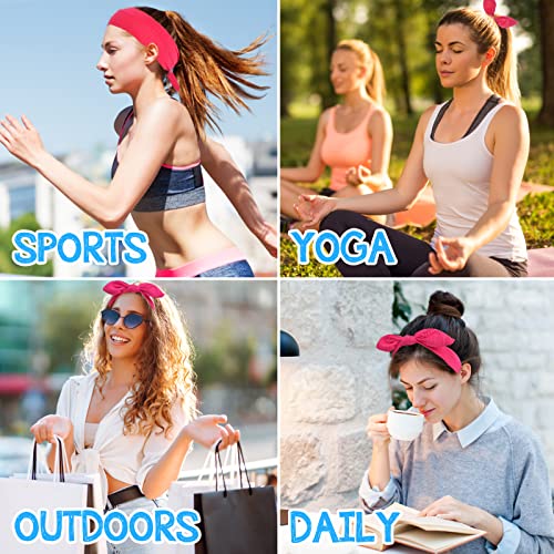 Sibba 2 Pieces Headbands Vintage Rabbit Ear Bow Headwraps Boho Headband Rabbit Ear Hairband Hair Accessories for Women Girls(Yellow)