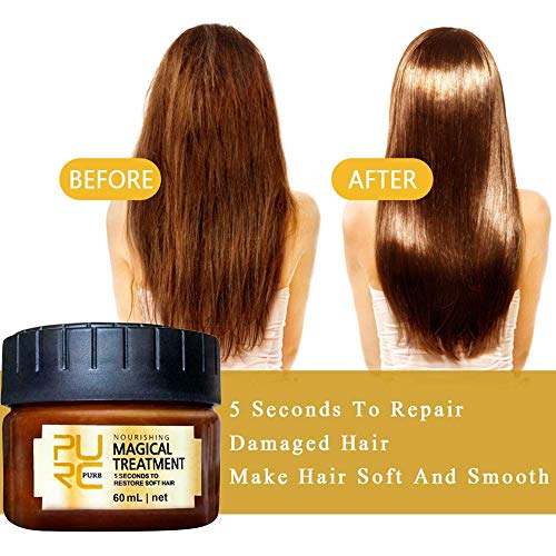 Glamza Pure Magical Hair Mask 60ml Keratin Argan Hair Treatment 5 Seconds Mask Root Repair Nourishing