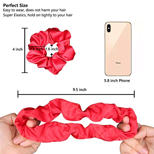 BeeVines Satin Silk Scrunchies for Hair, Silky Curly Hair Accessories for Women, Hair Ties Ropes for Teens, Scrunchies Pack Girl’s Birthday Thank
