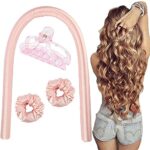 Heatless Curling Rod Headband, DIY Heatless Curling, No Heat Curls Silk Ribbon Hair Rollers Sleeping Soft Headband Wave Hair Curlers DIY Hair Sty