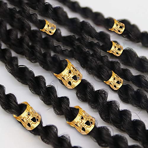 LEBQ 50 Pieces Aluminum Dread Locks Adjustable Metal Cuffs Dreadlocks Beads Braiding Hair Decorations (Gold)