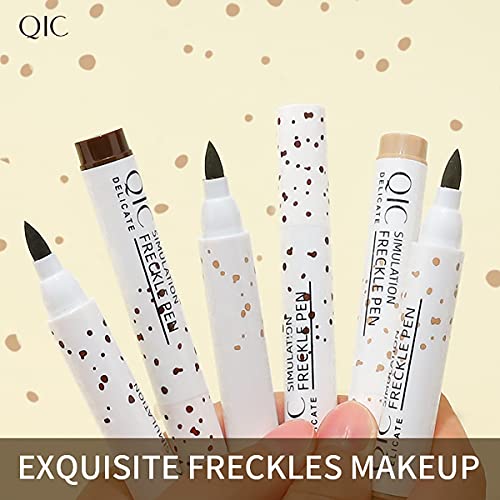 Mysense 2 Colors Freckle Pen Makeup,Natural Lifelike Fake Freckles Magic Freckle Color Pen,Soft Waterproof Long-lasting Pen for Effortless Sunkis