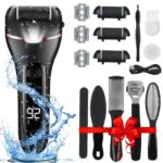 Electric Foot File, Eojjoisee® Hard Skin Remover, Rechargeable Callus Remover for Feet, 16 in 1 Pedicure kit with 3 Rollers LED Light, Foot Care