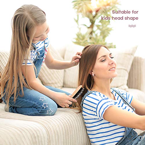 Hair Brush Mini Boar Bristle Hairbrush Pocket Travel Small Paddle Hair Brush for Men Women Kids for Thick Curly Thin Long Short Wet or Dry Hair D