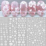 8 Sheets Spring Daisy Flower Nail Art Stickers Decals JMEOWIO Self Adhesive Gold White Flower Floral Design Manicure Tips Nail Decoration for Wom