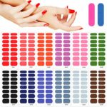 MWOOT 12 Sheets Full Wraps Nail Stickers with Nail File, Self Adhesive Solid Color Painted Nail Polish Stickers, Nail Art Decals Strips Manicure