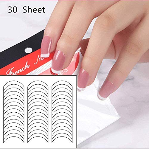 Nail Art Line Guide Stickers,30 Sheet 1440 Pieces French Manicure Set, Self-adhesive French Nail Art Stickers Tip Guides Stickers for Manicure De