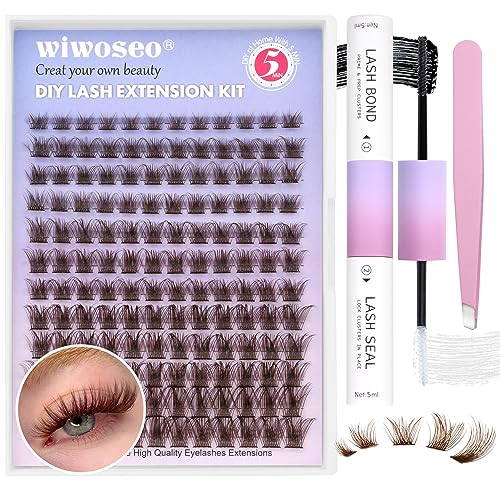 DIY Lash Extension Kit Cluster Lashes 240pcs Lash Cluster Individual Eyelash Extension Kit Natural D Curl Cluster Lash with Lash Bond and Seal, A