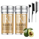 umorismo 2 Pack Hair Wax Stick Set, Styling Wax Stick Edge Control Stick Hair Pomade Stick with Hair Comb and Brush for Smooth Wigs Flyaways Edge