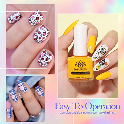Born Pretty Nail Stamping Polish Spring Summer Fingernail Stamp Polish Set Manicure Print Nail Polish for Stamping Plates 12 Colors Bulk Nail Pol