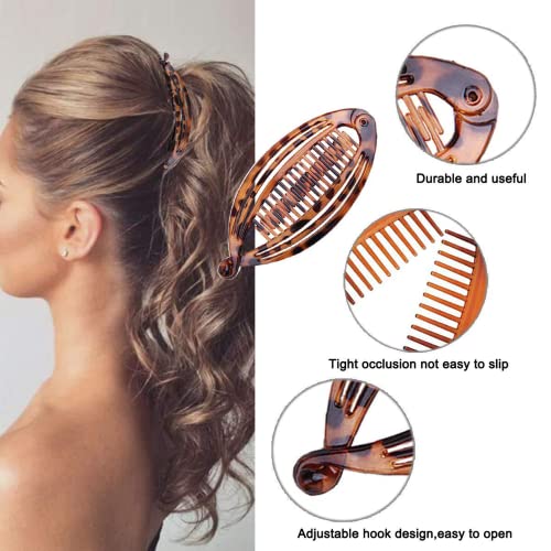 Banana Hair Clip 4 Pieces Banana Fish Hair Clips for Women Banana Clip Double Comb Long Hair Clips Ponytail Hair Comb Banana Hair Comb for Thick