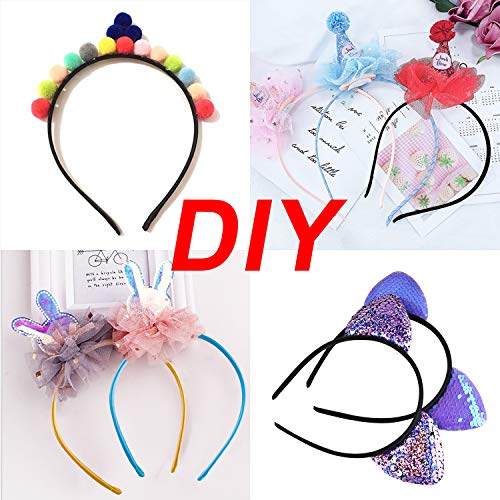Duufin 40 Pieces Satin Headbands 1cm Plain Headband Craft DIY Headband Colorful Satin Covered Hair Band for Girls and Women, 40 Colours