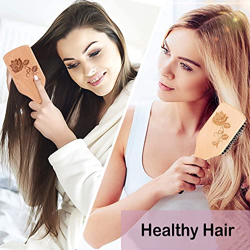 Bsisme Boar Bristles Hair Brush,Detangling Hairbrushes for Long Short Curly Straight Fine Hair,Women Men Boys Girls Hairbrush (Normal square)