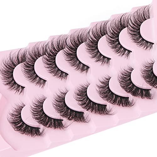 Fluffy False Eyelashes Natural Cat Eye Lashes 3D Faux Mink Eyelashes Wispy Fox Eye Lash Extensions 7 Pairs Multipack by Eefofnn