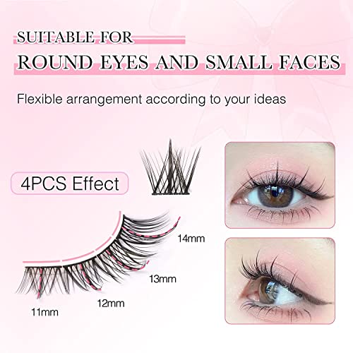 EMEDA Cluster Lashes 70 Pcs DIY False Eyelashes With Tweezers C Curl Individual Lashes 11mm 12mm 13mm 14mm Manga Lashes DIY Eyelash Extensions Th