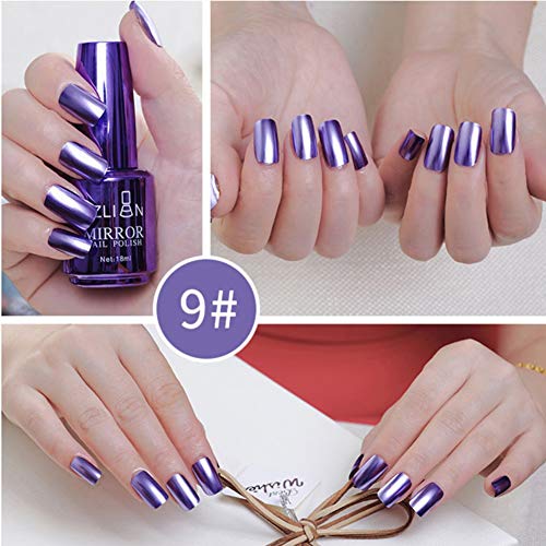 Allbestaye 18ml Polish Mirror Nail Polish, Varnishes Metallic Mirror Glitter Nail 16 Colors
