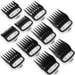 Clipper Guards for Wahl 10 Pcs, Ancable Cordless Clipper Cutting Guards for Wahl 0.5, 1, 1.5, 2, 3, 4, 5, 6, 7, 8 with Metal Clip from 1/16 Inch