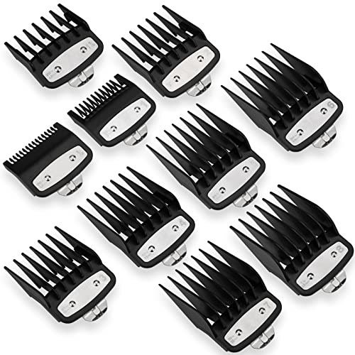 Clipper Guards for Wahl 10 Pcs, Ancable Cordless Clipper Cutting Guards for Wahl 0.5, 1, 1.5, 2, 3, 4, 5, 6, 7, 8 with Metal Clip from 1/16 Inch