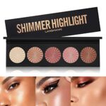 Highlighter Powder Palette, Makeup Palette Facial Bronzers Illuminator Palette Highlighter Baked Waterproof Long Lasting Brilliant Lighten Skin C