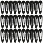 Jeffan 50 Pcs Snap Hair Clips 2 Inch Metal No Clips Barrettes Girls' Hair Accessories for Girls Women（black）