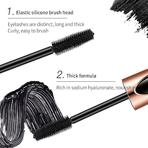 Mascara Black,4D Silk Fiber Eyelash Mascara,Mascara Black Volume and Length Waterproof,False Lash Effect Mascara, Extra Long Lash Mascara,Lengthe