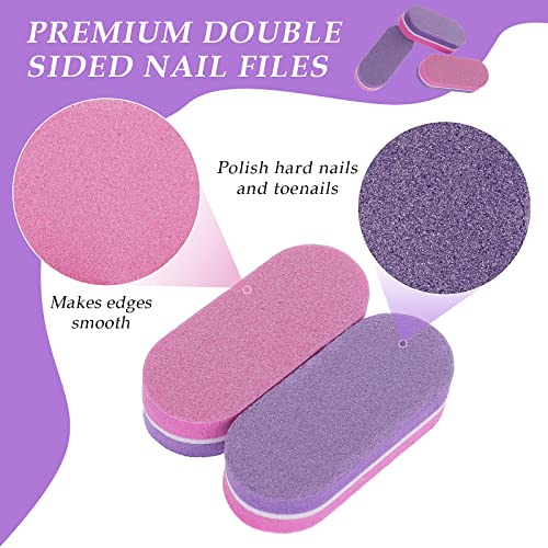 Lusofie 40Pcs Mini Pink Nail Buffer Blocks 100/180 Double Sided Buffer Nail File Grit Sponge Sanding Nail Polish Blocks for Acrylic Nails(Pink-Pu