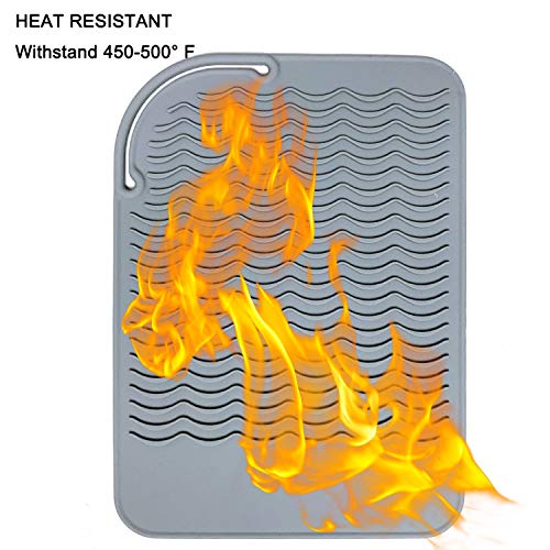 Large Heat Resistant Mat for Curling Irons, Hair Straightener, Flat Irons and Hot Hair Styling Tools, Gray