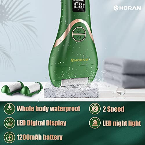 SHORAN Electric Foot File Feet Hard Skin Remover, Professional Callus Remover Foot Grinder Pedicure Foot Care Set for Dead Skin Dry Skin, USB Rec
