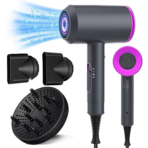 Professional Hair Dryer,JIAABCHOMO 2000W Powerful Ionic Hairdryer with Diffuser Blow Dryer with 2 Speeds, 3 Heating and Cool Button for Women Man