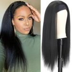 iShine Headband Wigs for Women Long Yaki Straight Headband Wigs for Black Women Afro Kinky Headband Synthetic Wig Glueless Headband Wigs with Bla
