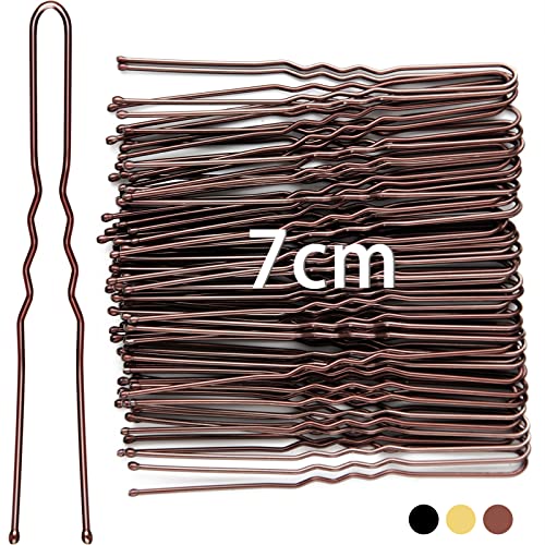 Mbsomnus 7cm Hair Pins for Buns, 50pcs Bobby Pins Brown Hair, U Shaped Hair Pins for Women Girls, Hair Grips for Thick Hair, Hair Styling Accesso