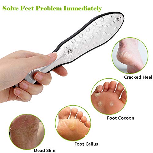 BEZOX Professional Foot File, Double Side Pedicure File, Dead Hard Cracked Skin Calluses Remover, Portable Foot Care Tool, Heavy Duty Stainless S