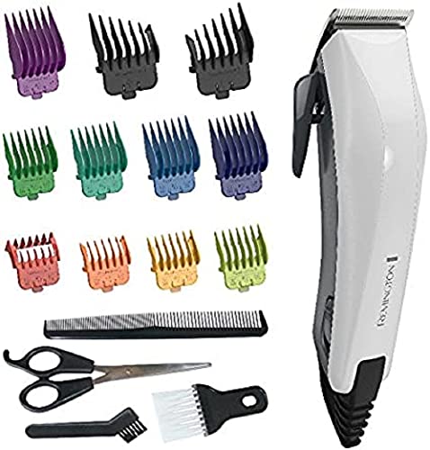 Remington HC5035 Corded Colour Cut Hair Clipper, White and Grey