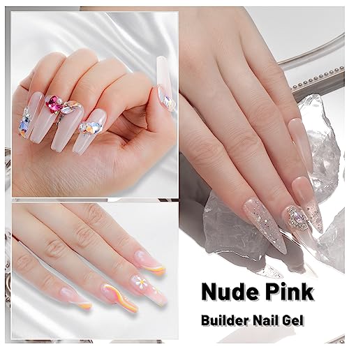 7-in-1 Pink Builder Nail Gel Aokitec 15ML Building Nail Gel Nail Polish For Strengthener Gel,Extension Gel,Rhinestone,Base Coat,False Nail Tips G