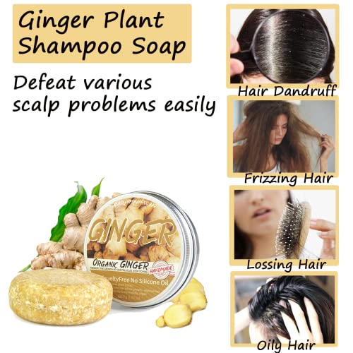 Ginger Hair Regrowth Shampoo Bar,Ginger Plant Shampoo Soap,Natural Organic Ginger Shampoo Bar, Anti Hair Loss, Anti Hair Frizzing,Anti Dandruff &