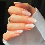 Oval Fake Nails Short, 24Pcs Nude Pink Gradient False Nails, Stiletto Press on Nails Pattern, Almond Stick on Nails, French Nail Tips with Nail G