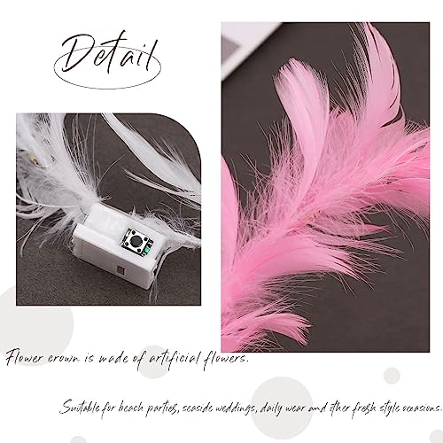 Edary Light Up Headband LED Feather Headbands Luminous Festival Hair Piece Party Hair Accessories for Women and Girls(Pack of 2)