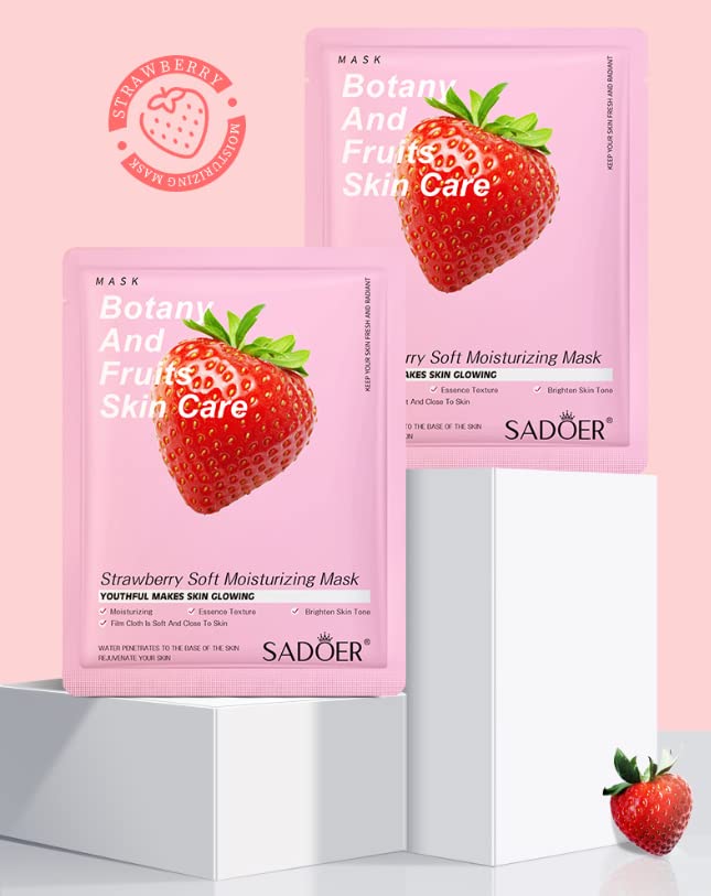 Organic Face Mask,Fruit Extracted Beauty Face Mask Multipack,Castor Oil Face Mask Sheet,Skincare Facial Mask Sheets,Shea Butter Extract & Moistur