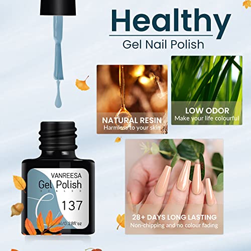 Gel Nail Kit, VANREESA with 36W U V LED Nail Lamp 16 Pcs Gel Nail Polish Set All Seasons Glossy Matte Top Base Coat Gel Nail Starter Kit White Re