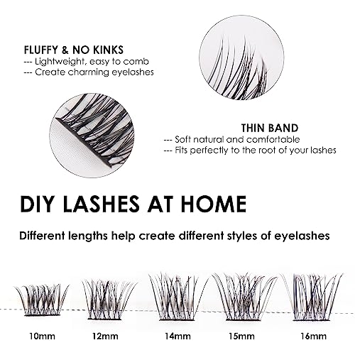 Lanciley Individual Lashes 45 Clusters Lashes C Curl DIY Eyelash Extension Kit at Home for Make-up Beginner False Eyelashes with Eyelash Glue Twe